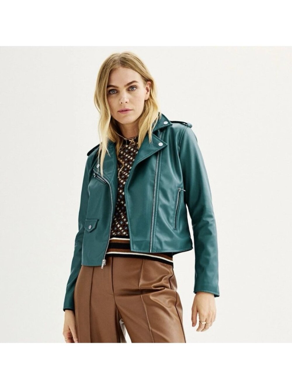 NINE WEST Moto Jacket NWOT | Teal Green | Size XL
